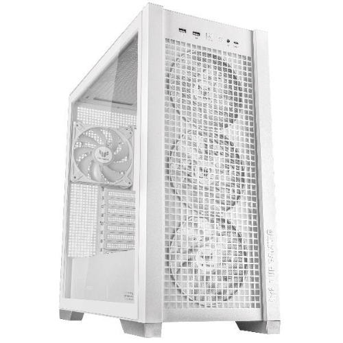 ASUS TUF GAMING GT302 TG ARGB WHITE CASE GAMING E-ATX MID TOWER PANNELLI LATERALI INTERCAMBIABILI MESH VETRO TEMPERATO 4 VENTOLE ARGB PREINSTALLATE DA 140 X 28mm BIANCO